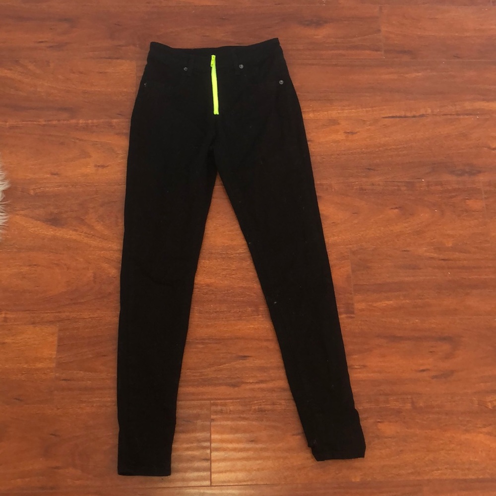 Carmar Denim Black jeans with neon green zipper